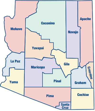 County map of Arizona